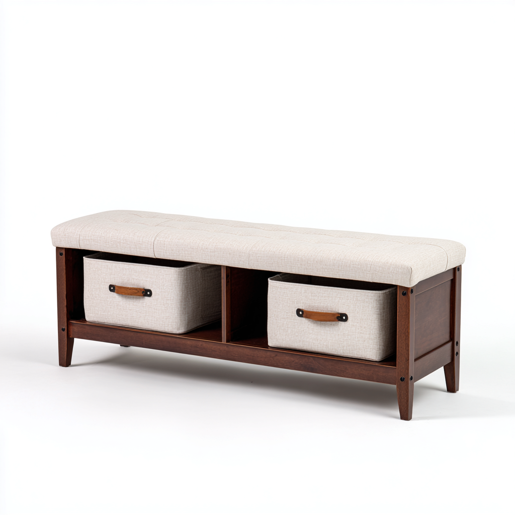 Sitzbank Für Flur Holzstoff 105X35X48 Cm - Beige - Modernes Design-Nookmymart