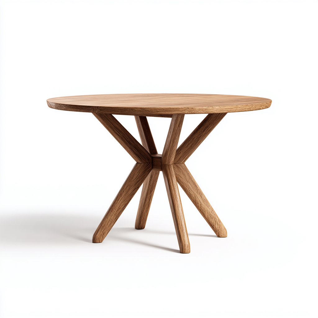 Esszimmertische Massivholz 120X120X75 Cm Natur Rund Designgestell Für Esszimmer-Nookmymart