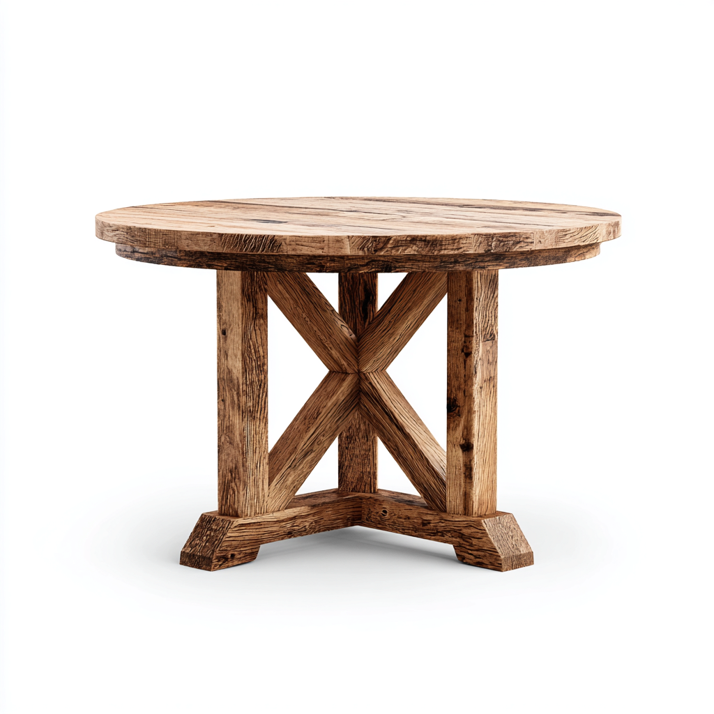 Esszimmertische Massivholz 120X120X76 Cm Rustikal Rund Kreuzgestell Für Esszimmer-Nookmymart