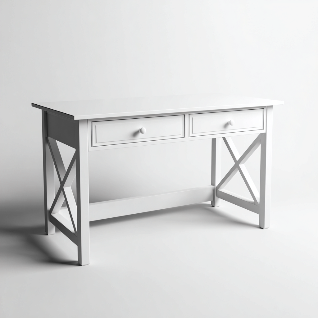 Schreibtisch Holz 120X55 Cm Weiß Mit Schubladen Klassisches Design-Nookmymart