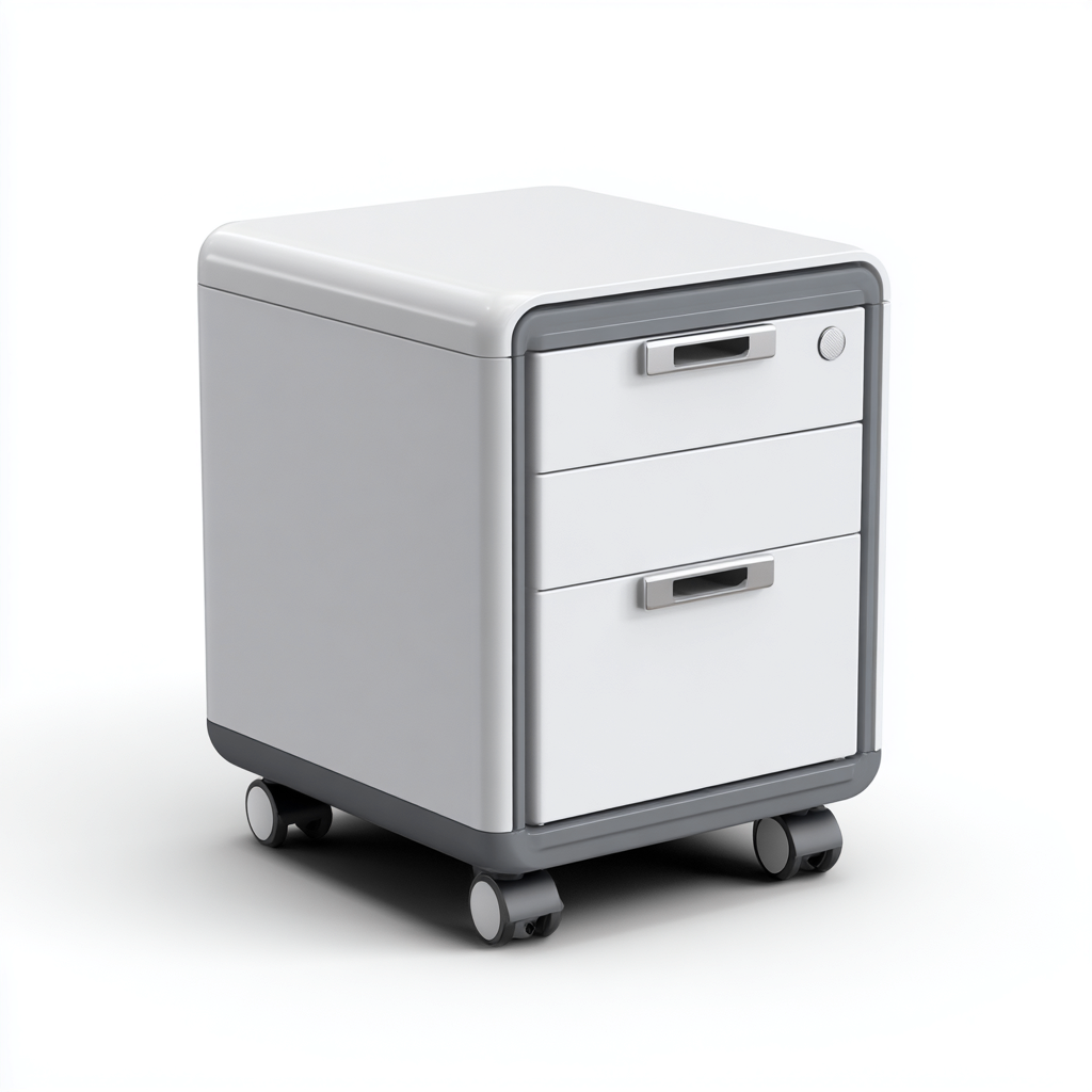 Aktenschrank 42X40X55 Cm - Weiß-Grau - Mobiles Modernes Büromöbel-Nookmymart