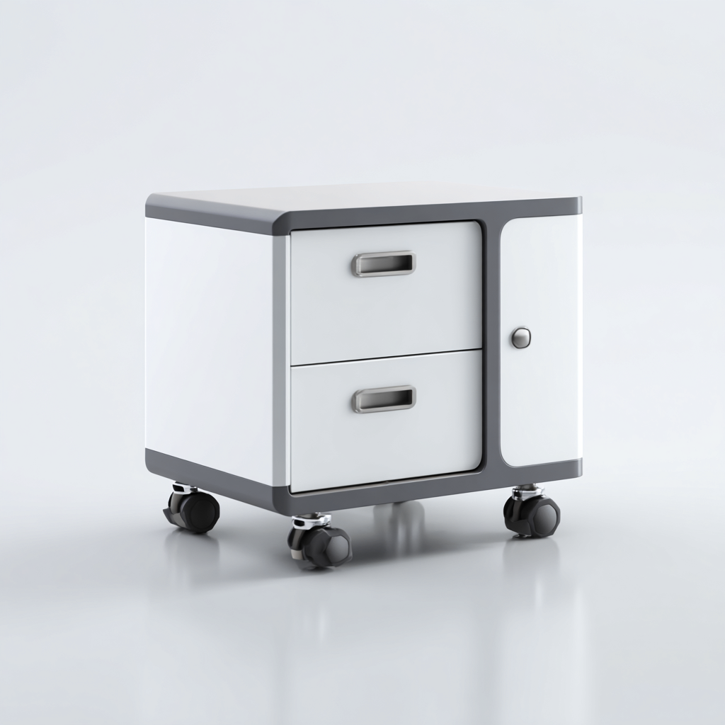 Aktenschrank 50X40X55 Cm - Weiß-Grau - Mobiles Modernes Büromöbel-Nookmymart