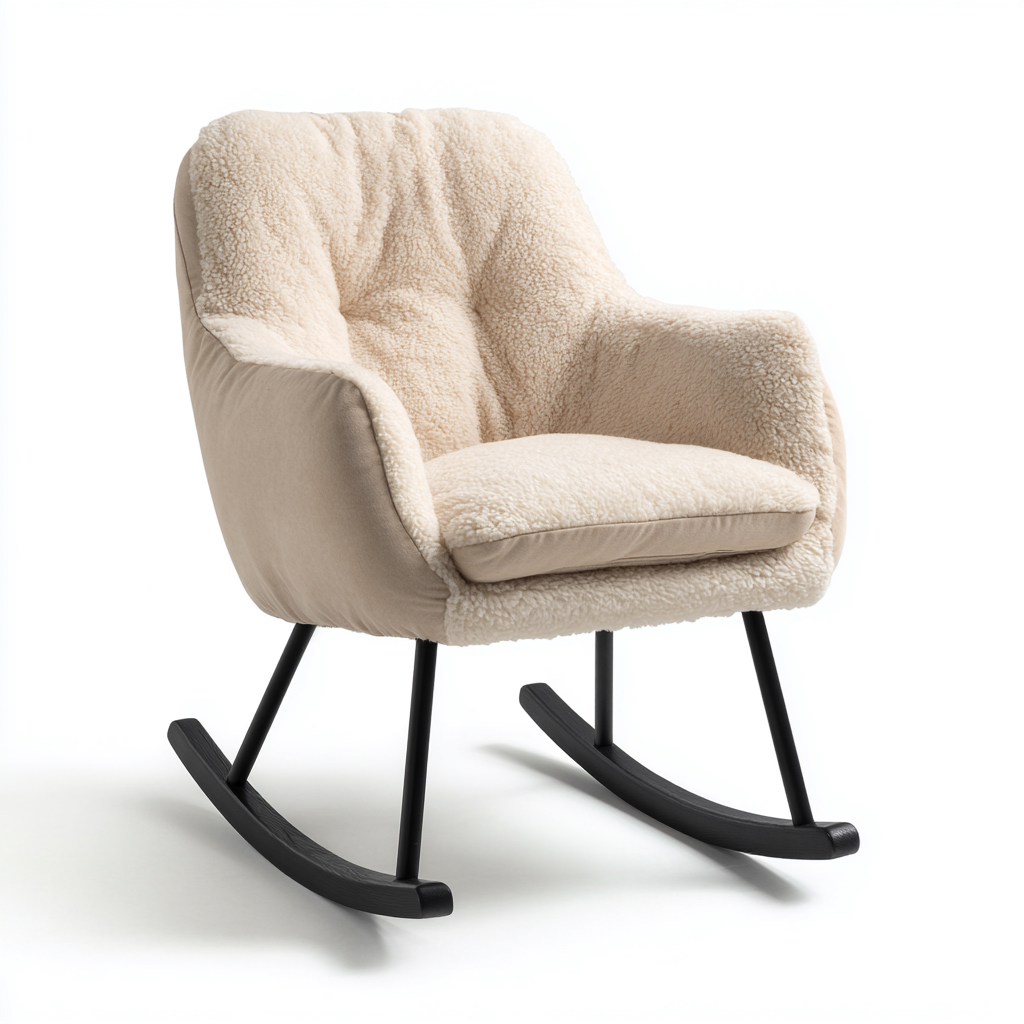 Schaukelstuhl Stoff 70X78X90 Cm Creme Modernes Design-Nookmymart