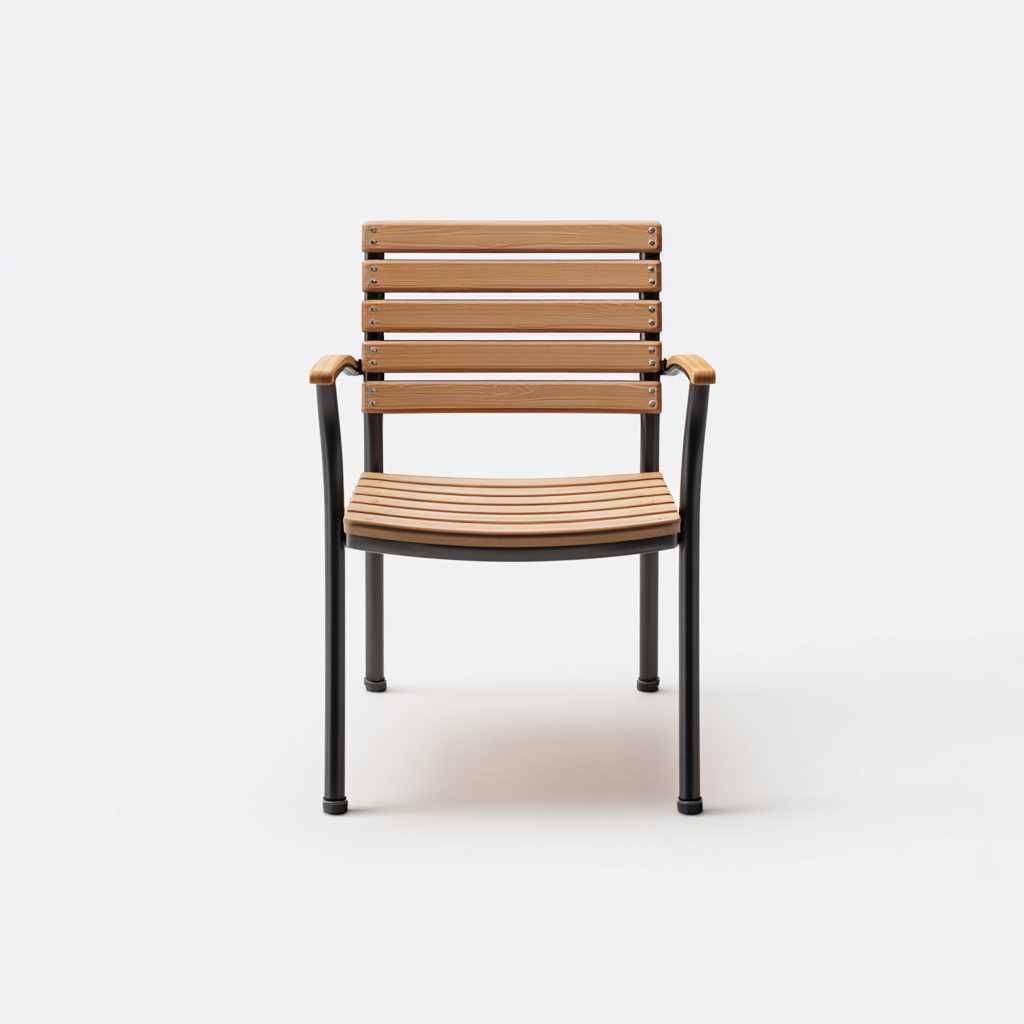 Gartenstuhl Aluminium Holzoptik Schwarz 56X58X87 Cm Outdoor Design-Nookmymart