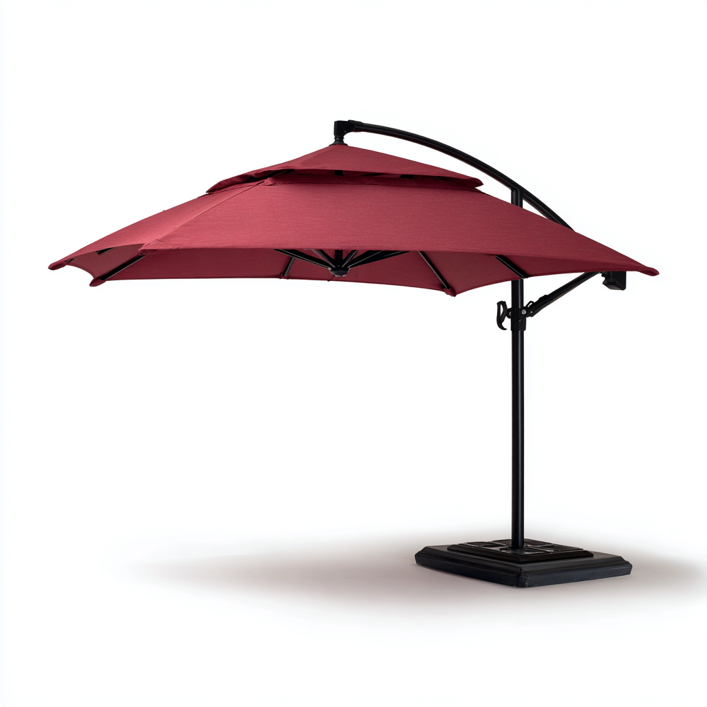 Gartenschirm Ampelschirm Doppelstock 300X300X270 Cm - Weinrot - Sonnenschutz Für Terrasse Und Garten - Modernes Design-Nookmymart