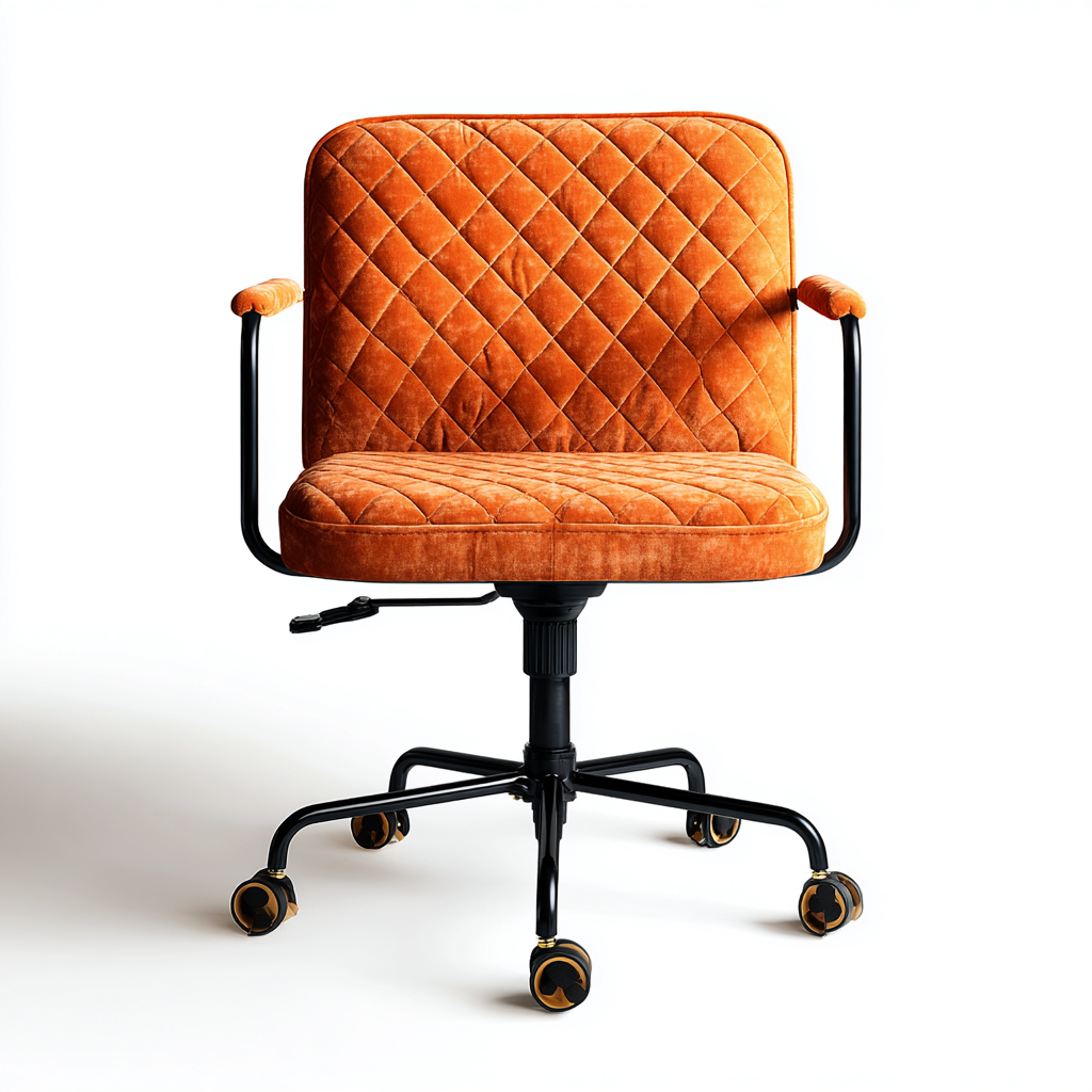 Bürostuhl - Stoff - Ca. 60X55X85 Cm - Orange - Höhenverstellbar Mit Rollen - Modernes Design-Nookmymart