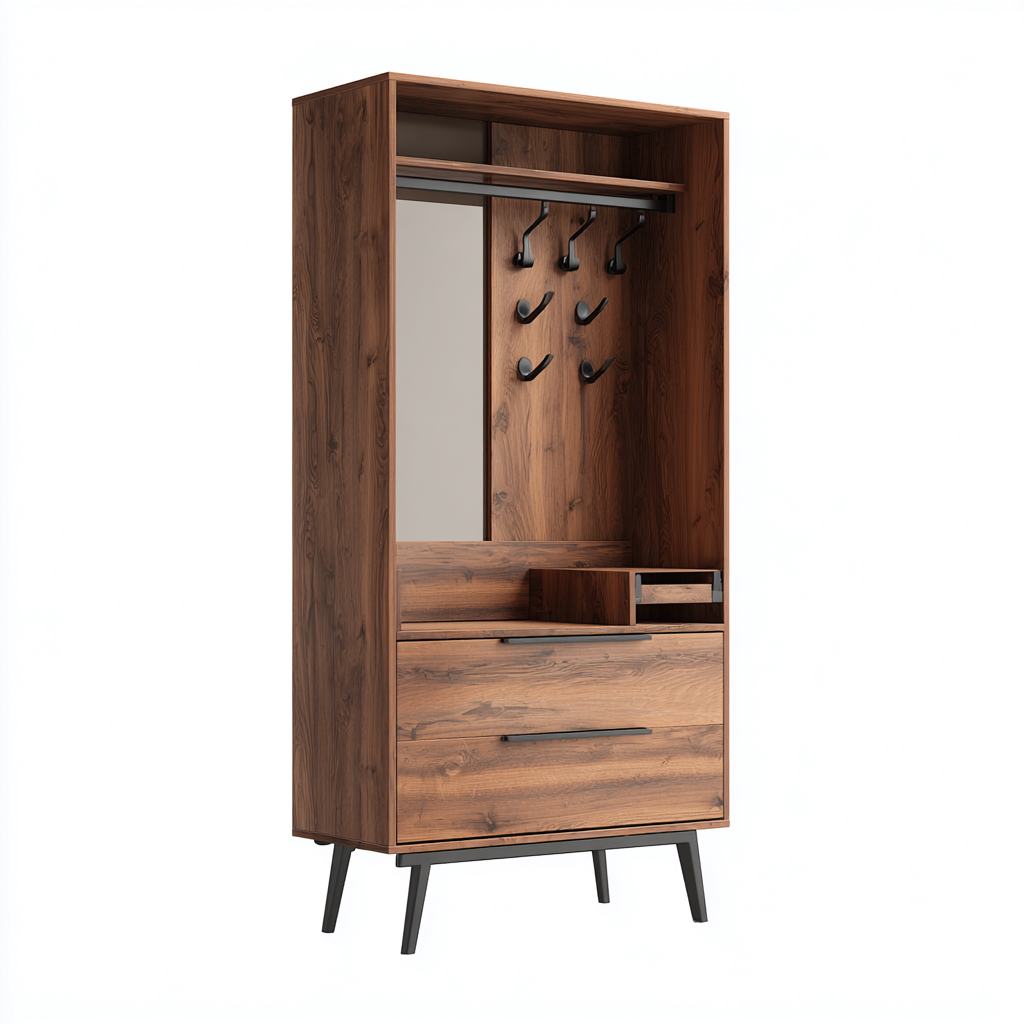 Garderobenständer Holz 90X40X185 Cm - Dunkelholz - Für Flur - Modernes Design-Nookmymart