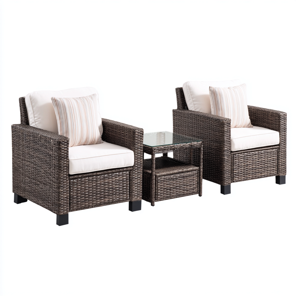 Gartensofa Rattanrahmen Stoffpolster 70X75X85 Cm - Braun-Beige - Für Garten - Modernes Design-Nookmymart