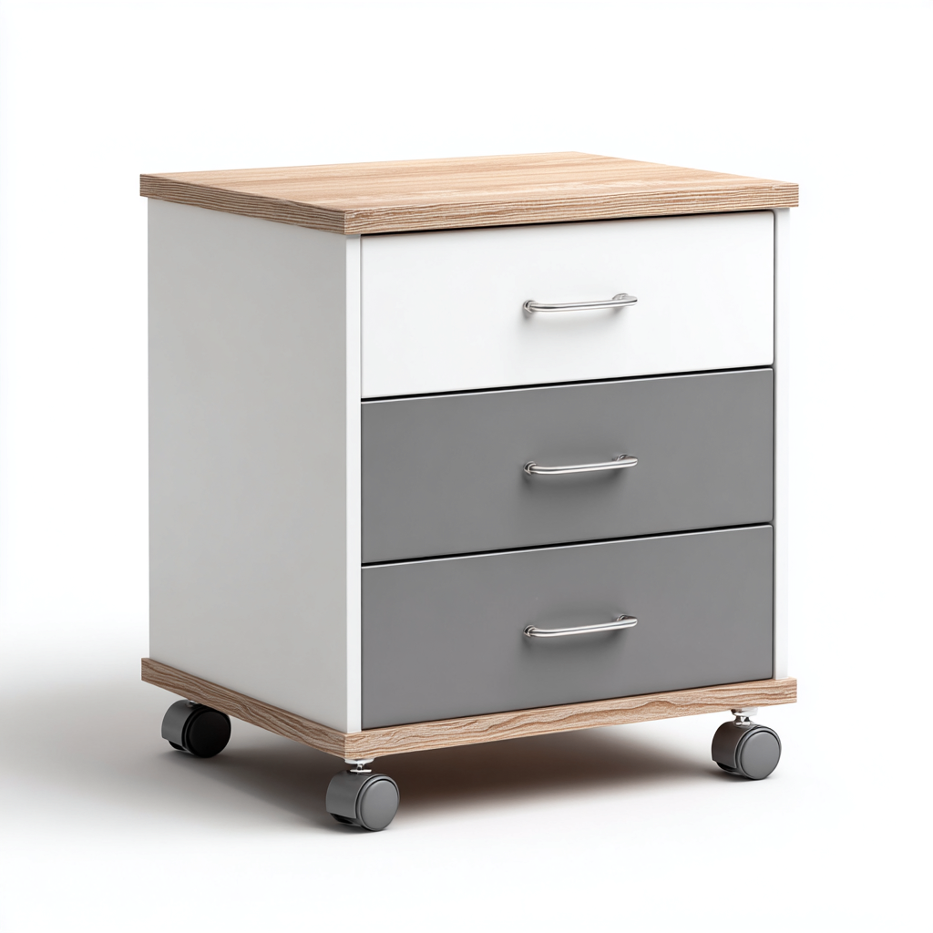 Aktenschrank 42X40X60 Cm - Weiß-Grau-Holz - Mobiles Modernes Büromöbel-Nookmymart