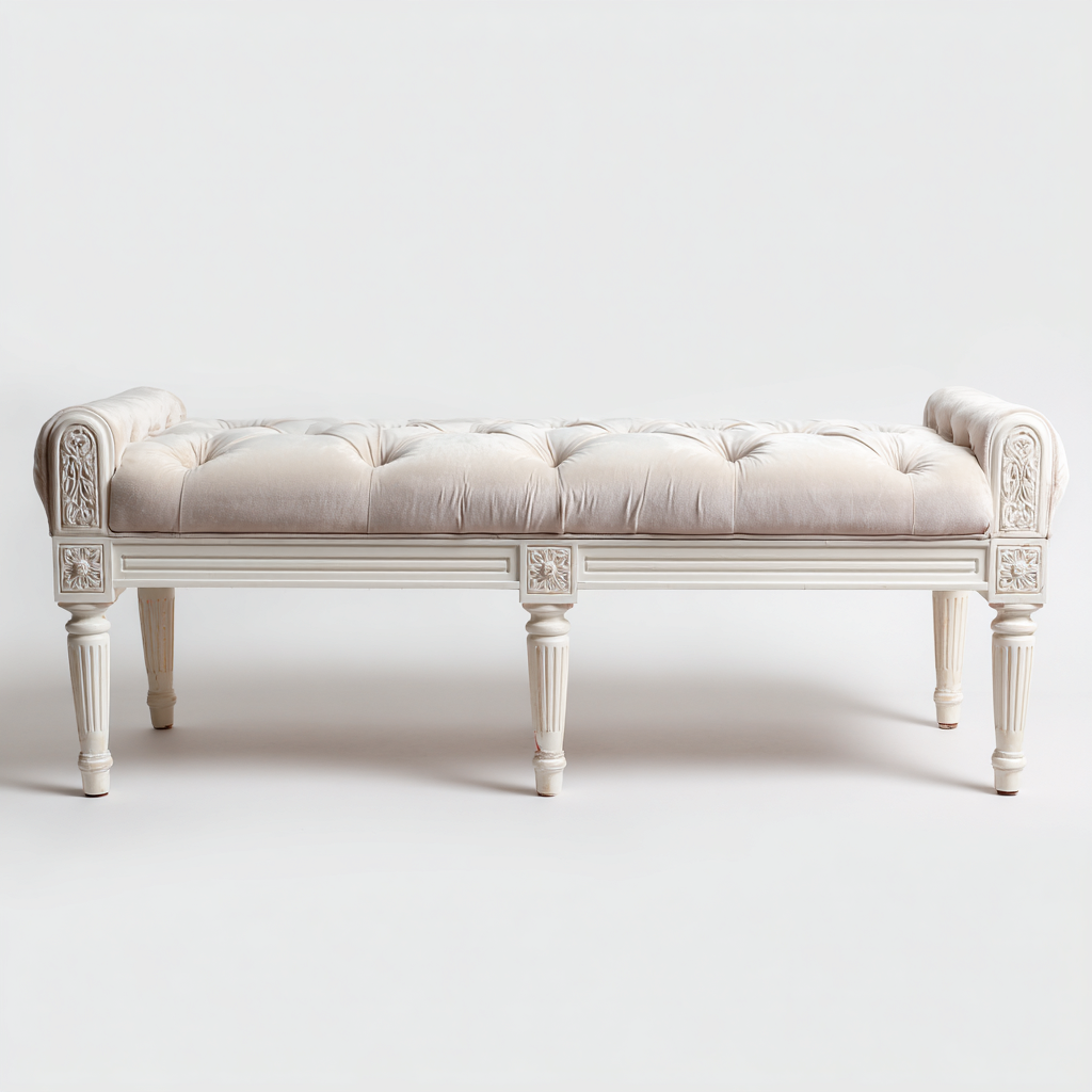 Sitzbank Für Flur Samt 120X40X50 Cm - Creme - Klassisches Design-Nookmymart