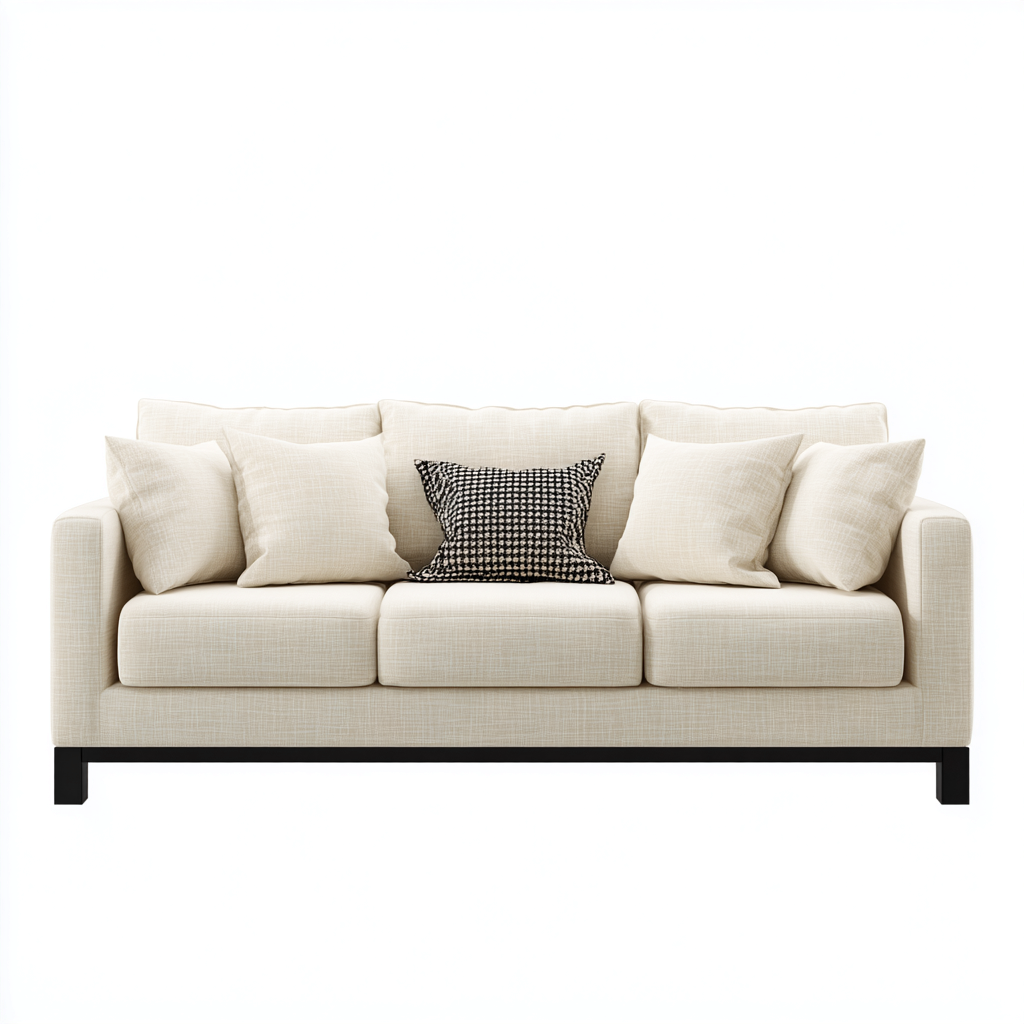 Dreisitzer-Sofa Stoff 210X86X83 Cm Creme Modernes Design-Nookmymart