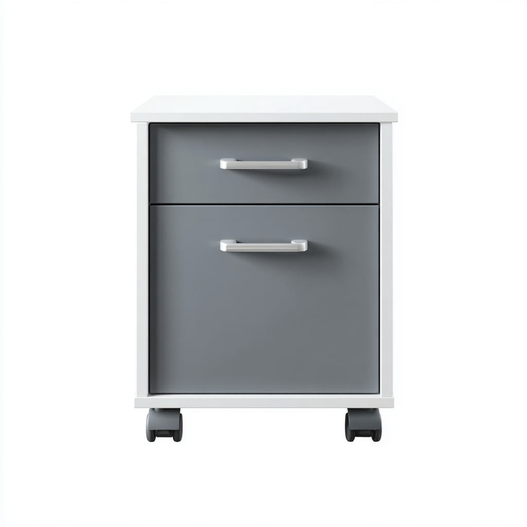 Aktenschrank 44X40X55 Cm - Weiß-Grau - Mobiles Modernes Büromöbel-Nookmymart