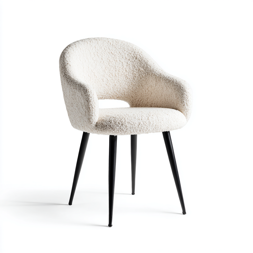 Sessel Bouclé Stoff 60X58X80 Cm - Creme - Modernes Design-Nookmymart