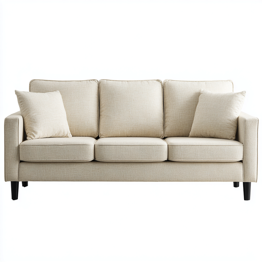 Dreisitzer-Sofa Stoff 208X88X86 Cm Beige Modernes Design-Nookmymart