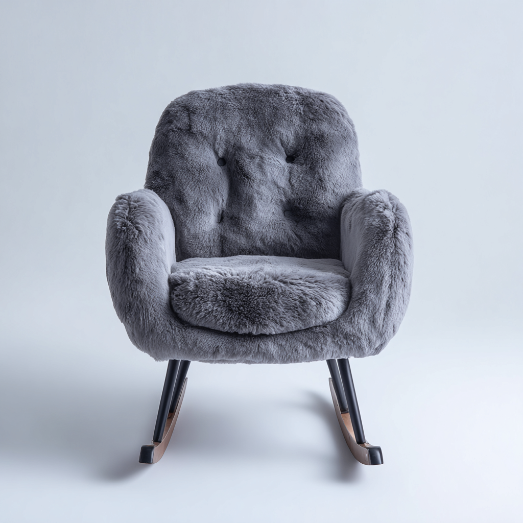 Schaukelstuhl Kunstfell 64X70X78 Cm Hellgrau Schwarz Modernes Design-Nookmymart