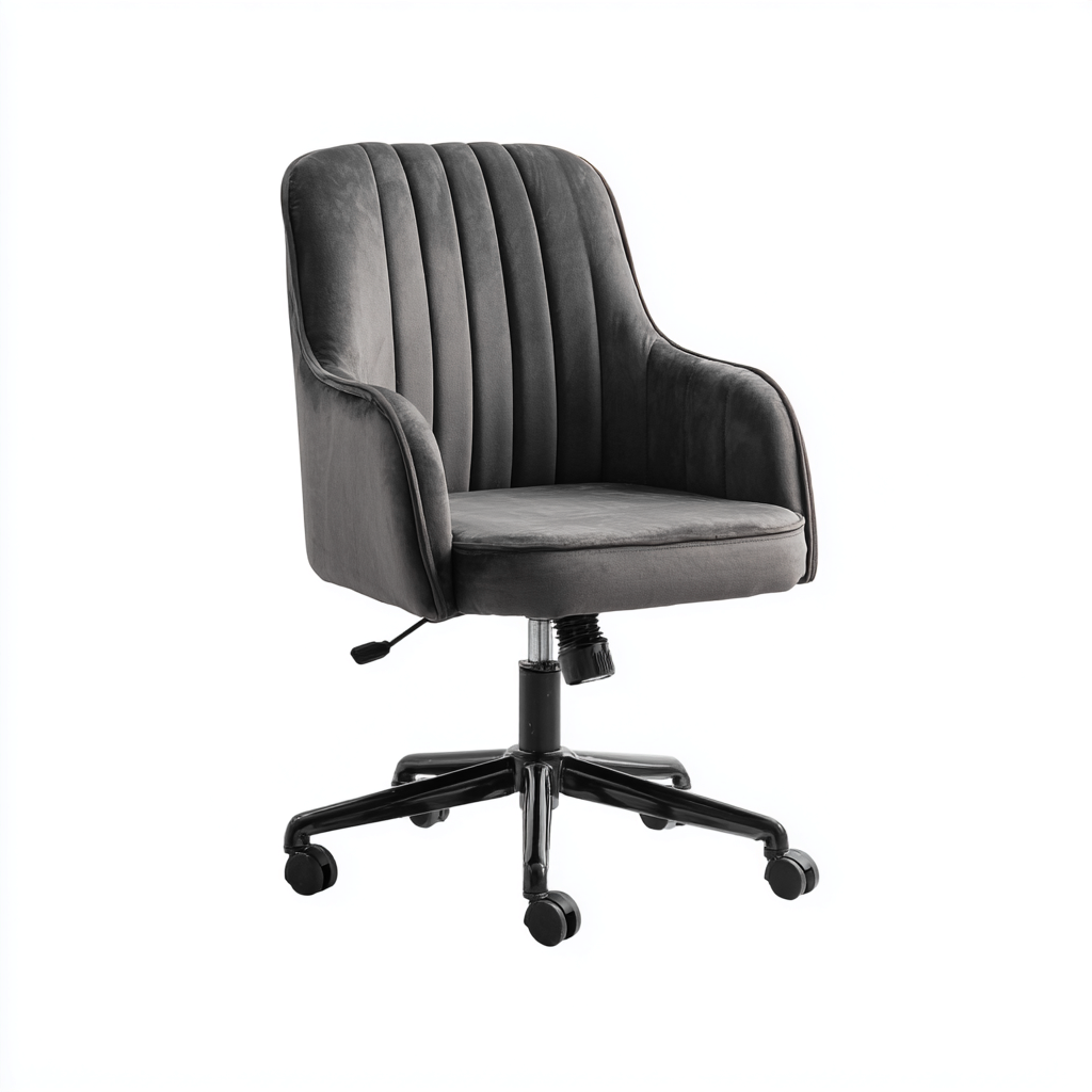 Bürostuhl - Samt - Ca. 60X58X90 Cm - Grau - Höhenverstellbar Mit Rollen - Modernes Design-Nookmymart