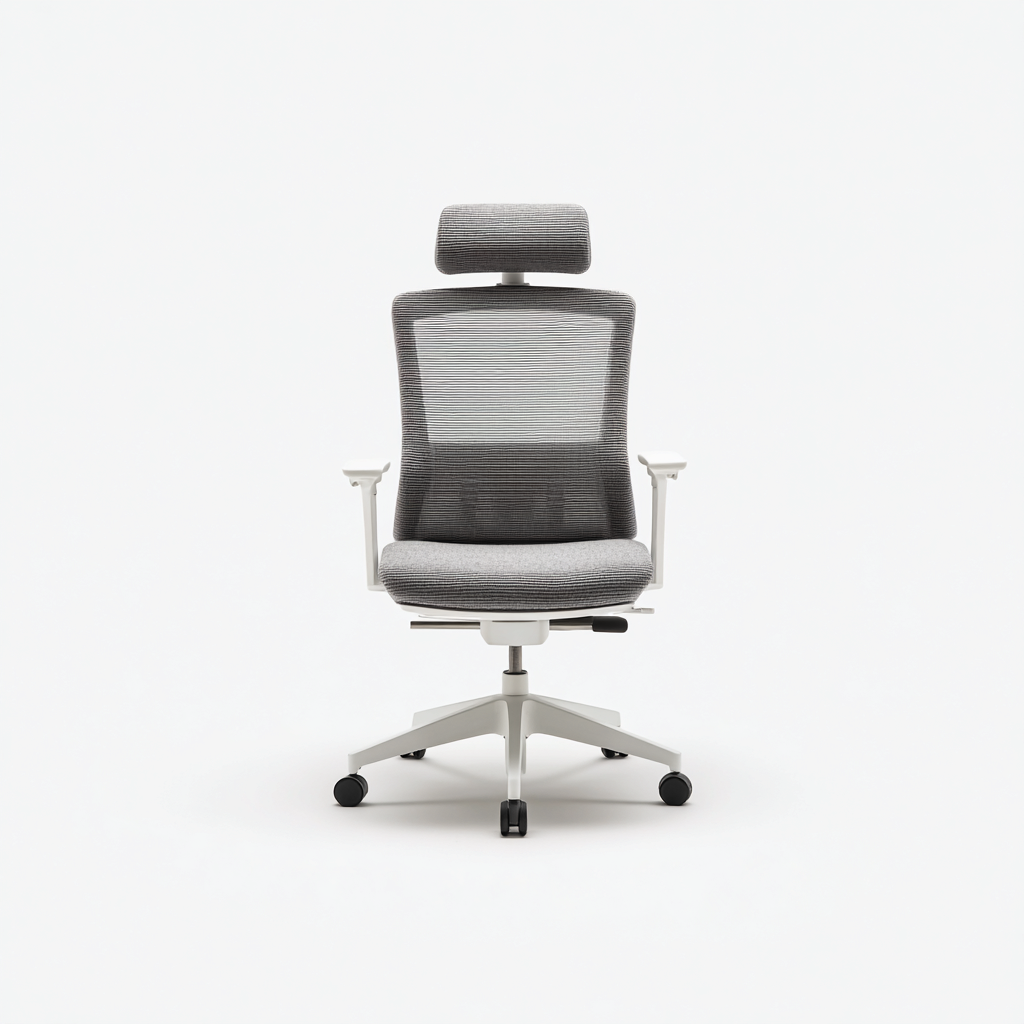 Bürostuhl - Stoff-Mesh - Ca. 65X60X115 Cm - Grau - Höhenverstellbar Mit Kopfstütze Und Rollen - Ergonomisches Design-Nookmymart