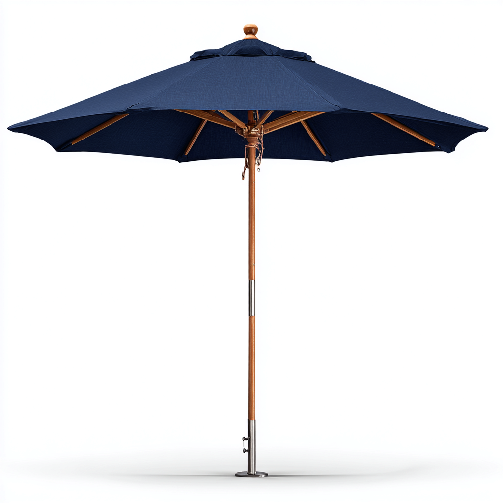 Gartenschirm Holz Stoff 280X280X255 Cm - Dunkelblau-Holz - Klassischer Outdoorsonnenschutz Für Garten Und Terrasse-Nookmymart