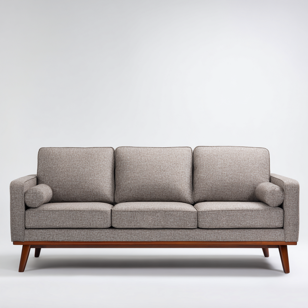 Dreisitzer-Sofa Stoff 214X90X86 Cm Hellgrau Modernes Design-Nookmymart