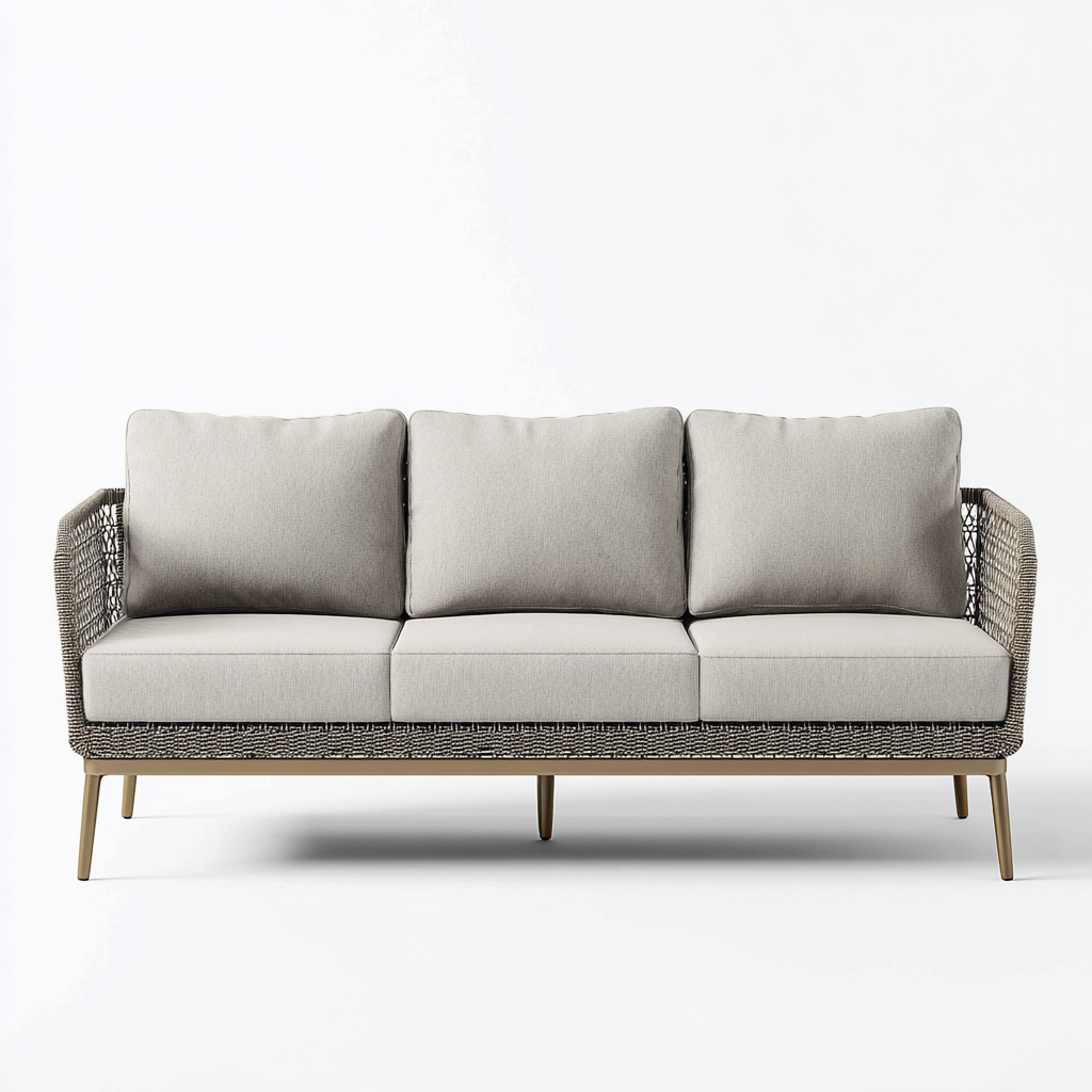 Gartensofa Polyrattan 200X80X75 Cm - Grau-Hellgrau - Modernes Design-Nookmymart