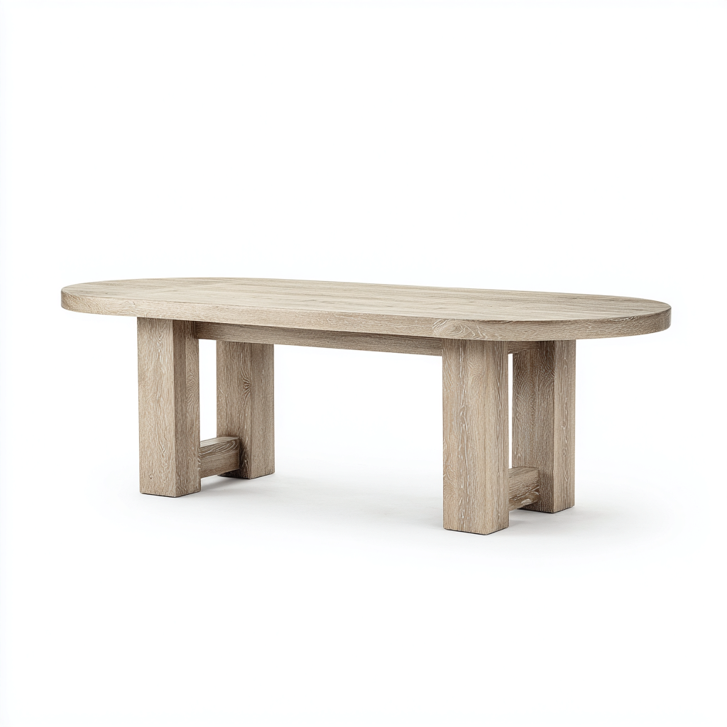 Esszimmertische Massivholz 220X95X75 Cm Hell Holz Oval Modernes Design Für Esszimmer-Nookmymart