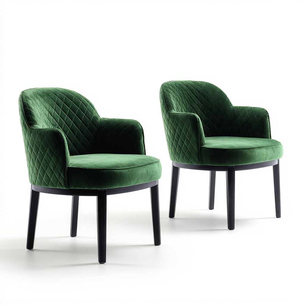 Esszimmerstuhl Set Samt Holzbeine 60X62X85 Cm Grün-Schwarz Modernes Design-Nookmymart