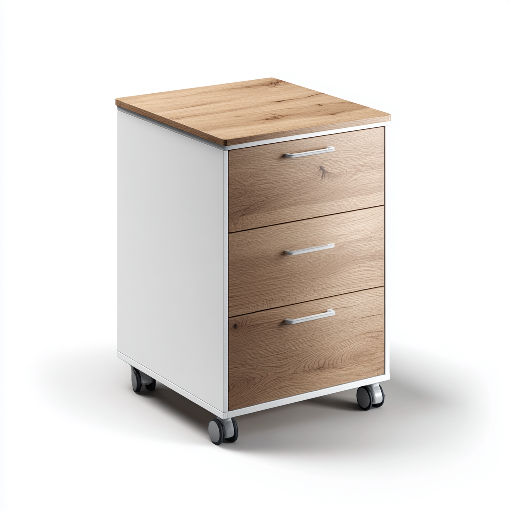 Aktenschrank Holzwerkstoff 45X40X63 Cm - Weiß-Eiche - Für Büro Und Homeoffice - Modernes Design-Nookmymart