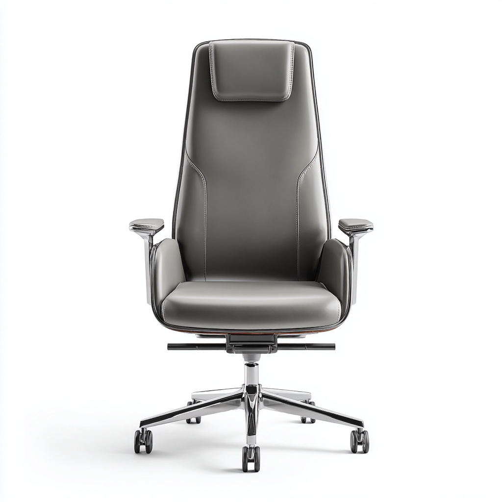 Bürostuhl - Kunstleder - Ca. 68X65X120 Cm - Dunkelgrau - Höhenverstellbar Mit Kopfstütze Und Rollen - Modernes Ergonomisches Design-Nookmymart