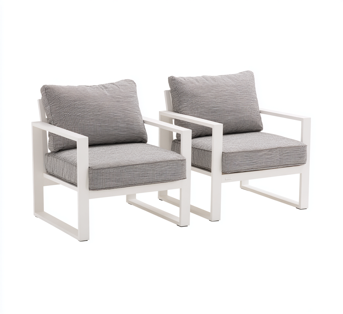 Gartenstuhl Metall Weiß Grau 72X78X85 Cm Outdoor Design Set 2-Nookmymart