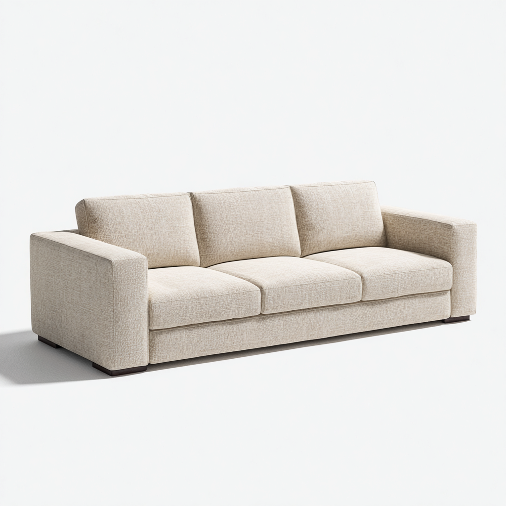 Dreisitzer-Sofa Stoff 218X94X86 Cm Creme Modernes Design-Nookmymart