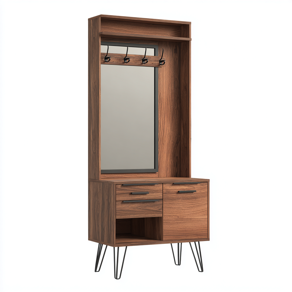 Garderobenständer Holz 80X38X180 Cm - Dunkelholz - Für Flur - Modernes Design-Nookmymart