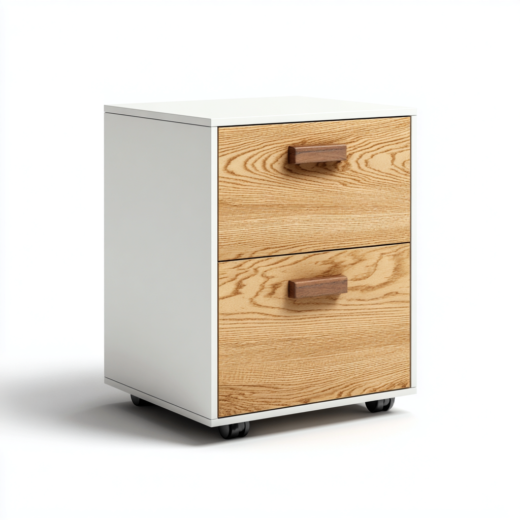 Aktenschrank Holzwerkstoff 42X40X60 Cm - Weiß-Eiche - Für Büro Und Homeoffice - Modernes Design-Nookmymart
