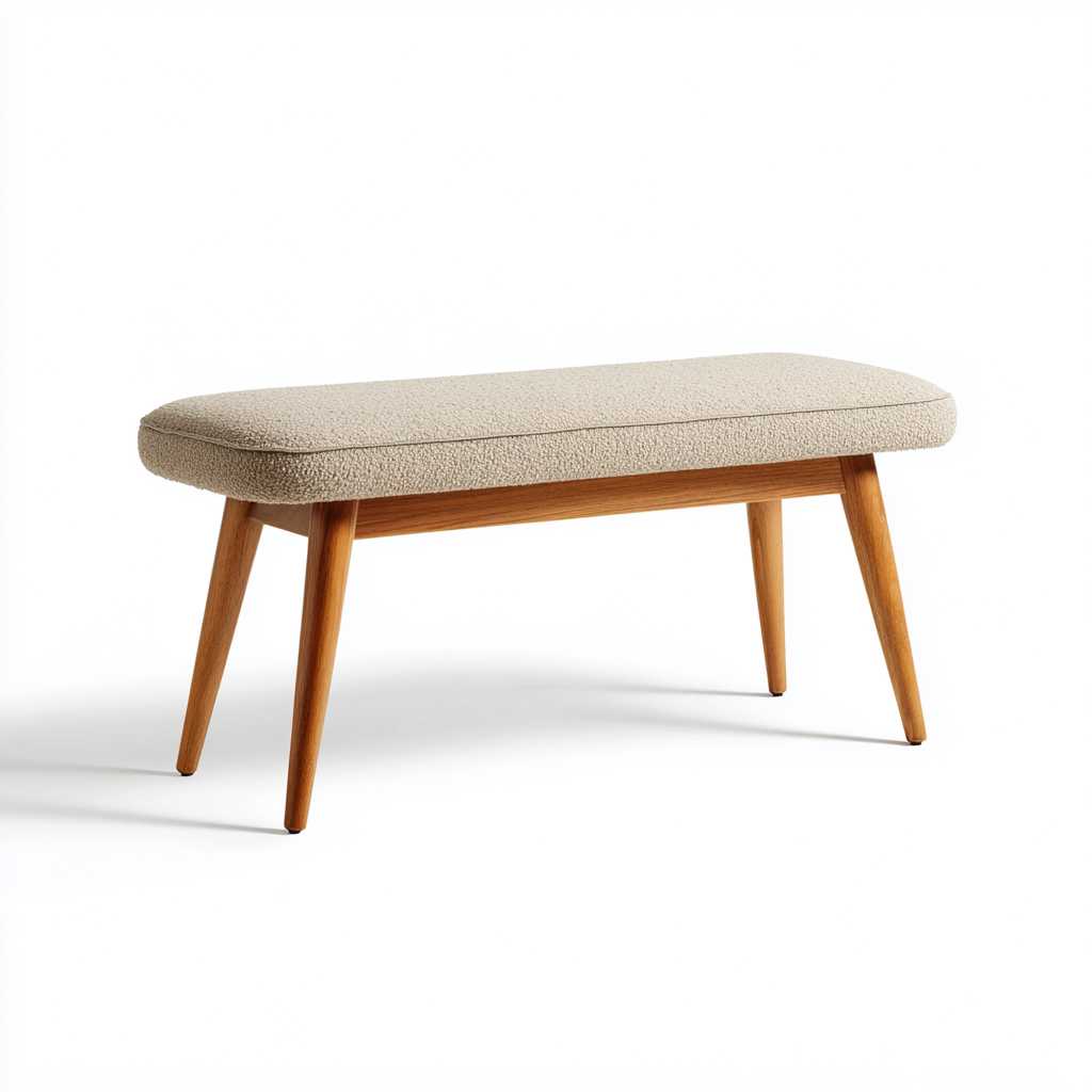 Sitzbank Für Flur Stoffpolsterung Massivholzbeine 98X36X45 Cm - Creme-Natur - Modernes Design-Nookmymart