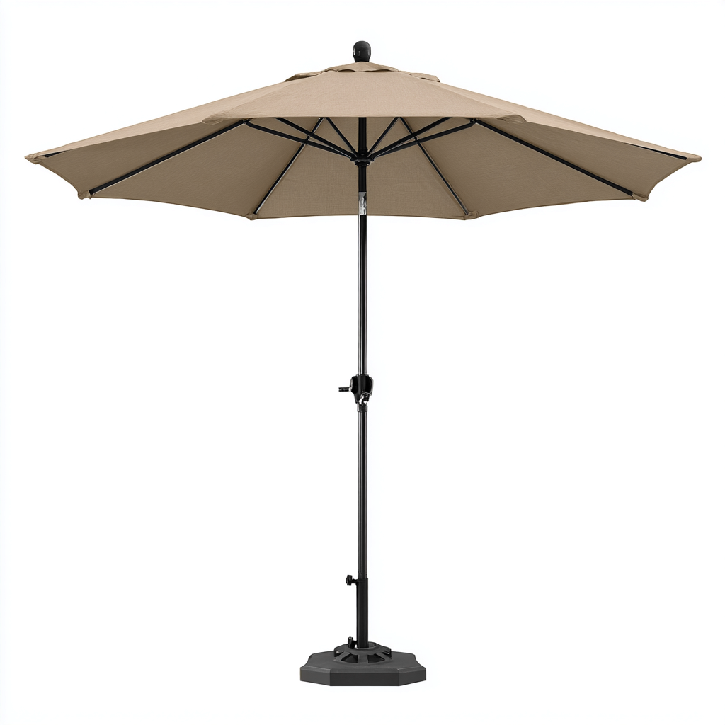 Gartenschirm Metall Stoff 300X300X255 Cm - Beige-Schwarz - Praktischer Outdoorsonnenschutz Für Garten Und Terrasse-Nookmymart