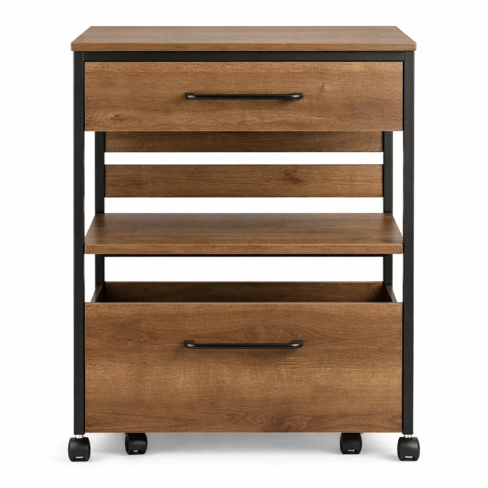 Chariot de Cuisine à Roulettes avec Étagère et Tiroirs