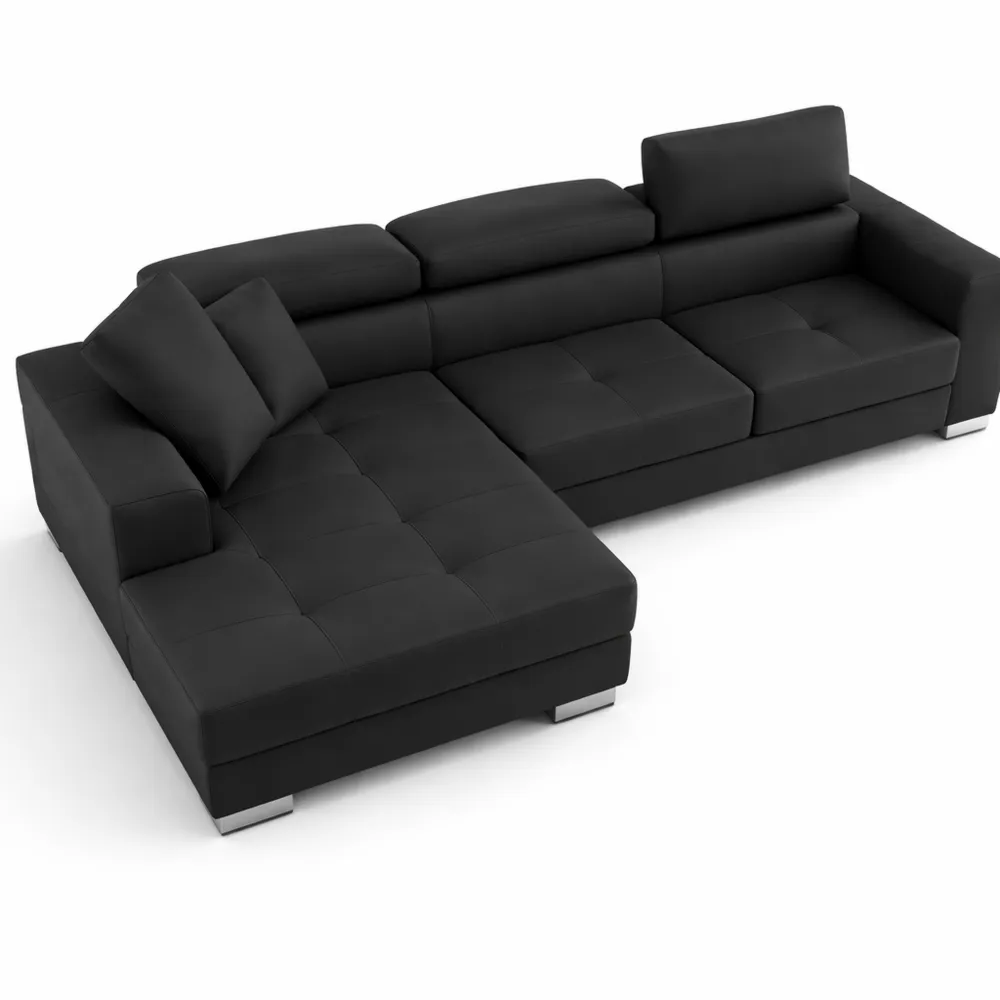 Canapé d'angle gauche convertible en tissu noir