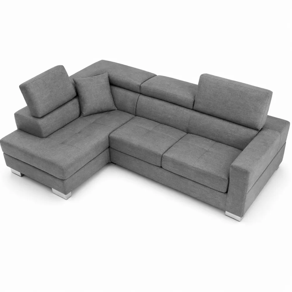 Canapé d'angle convertible en tissu gris