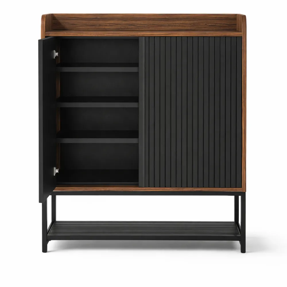 Meuble de rangement pour chaussures à 5 niveaux en bois - Noir et marron