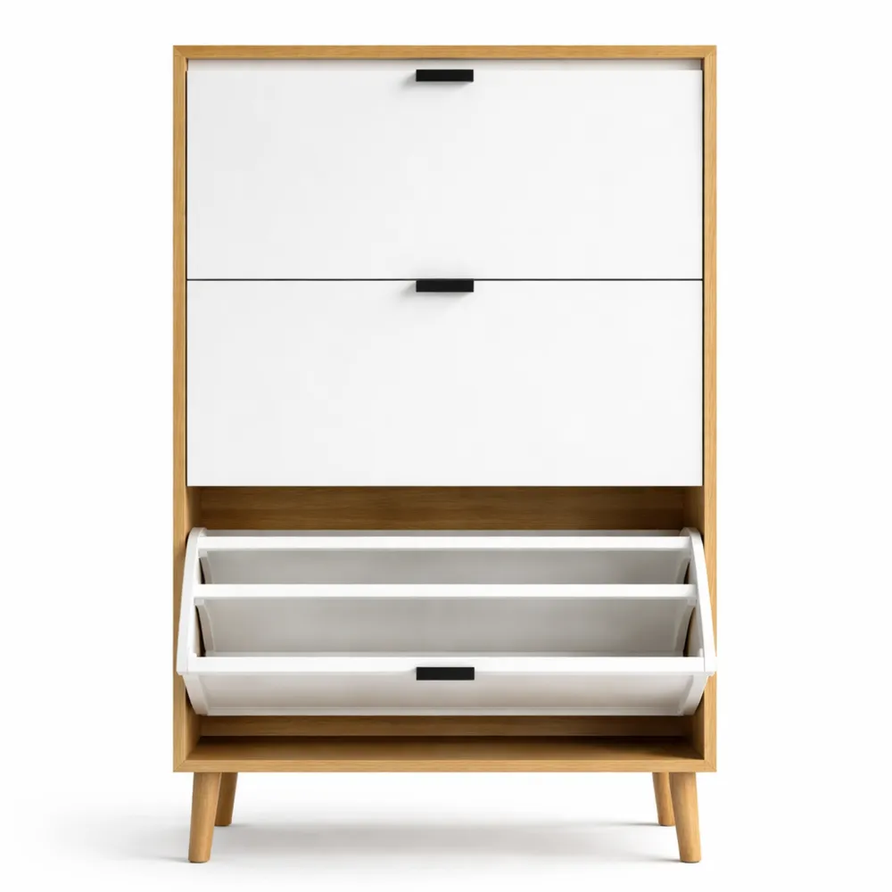 Armoire à Chaussures Moderne 3 Tiroirs avec Étagères Ajustables