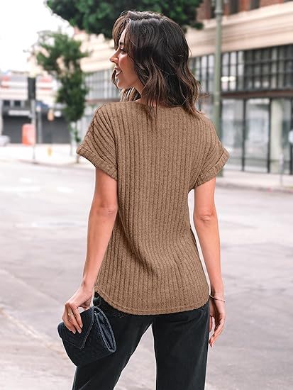 Women Summer Tops 2026 Spring Sweaters Dressy Casual Short Sleeve Shirts Business Blouses