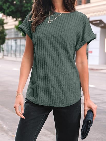 Women Summer Tops 2026 Spring Sweaters Dressy Casual Short Sleeve Shirts Business Blouses