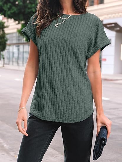 Women Summer Tops 2026 Spring Sweaters Dressy Casual Short Sleeve Shirts Business Blouses