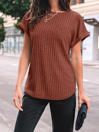 Women Summer Tops 2026 Spring Sweaters Dressy Casual Short Sleeve Shirts Business Blouses