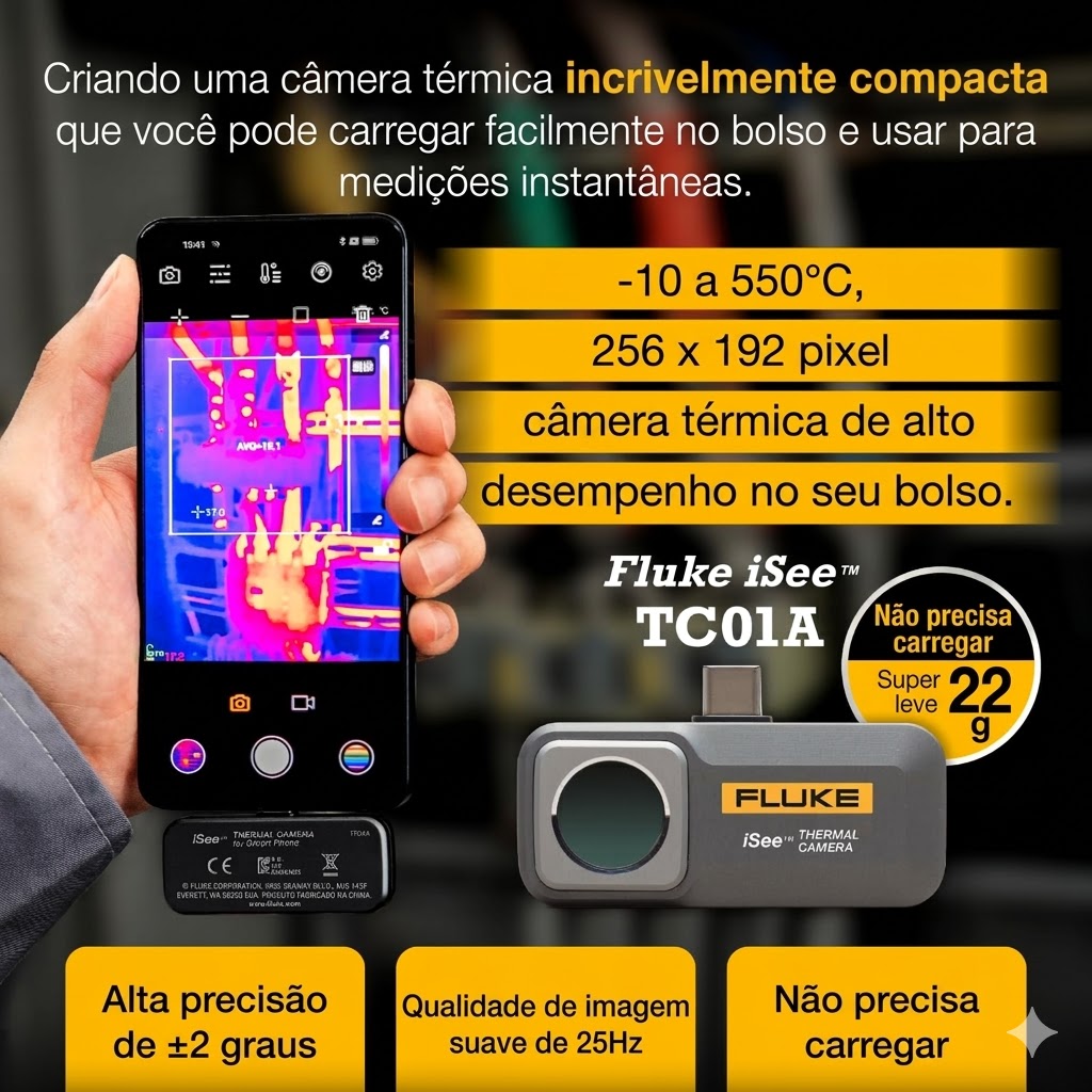 Fluke TC01A iSee – Câmara Térmica com Tecnologia Infravermelha de Alta Precisão para Smartphones