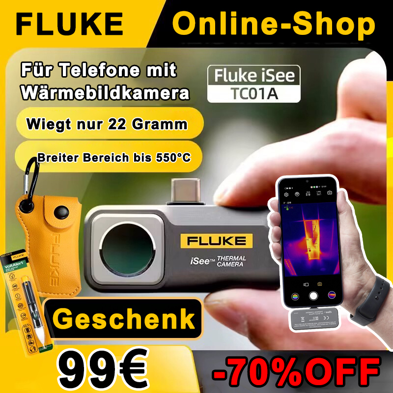 FLUKE Fluke TC01A Wärmebildkamera für Mobiltelefone, Fußbodenheizung, Wärmebildkamera, Infrarot-Wärmebildkamera iSee