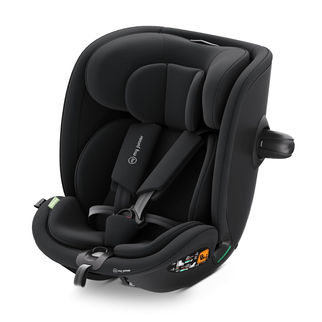 my junior CYRO 360 i-Size Kindersitz 40-105 cm 0-18 kg Isofix 360 Grad drehbar 5-Punkt-Gurt Seitenaufprallschutz höhenverstellbar Black-Cozygobay