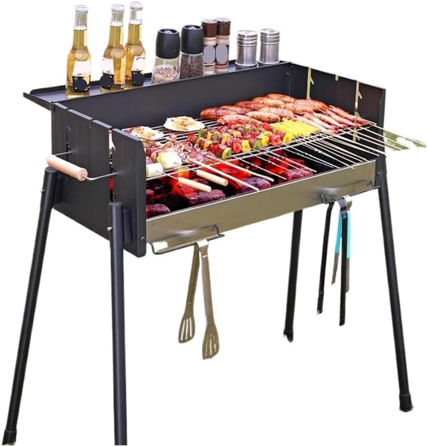 Holzkohlegrill Barbecue Haushaltsgrill Außengrill, tragbarer Kohlegrill für Hof, Garten und Camping, schwarz, montagefrei-Cozygobay