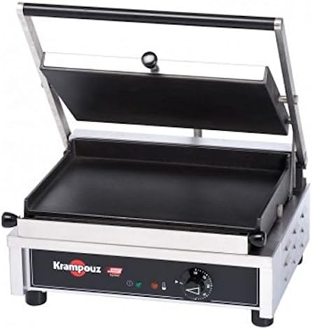Krampouz Elektrogrill Panini Medium glatt Kontaktgrill 2600 W aus Edelstahl und Gusseisen, abnehmbare Oberfläche, Profi Sandwichgrill mit Auffangschale-Cozygobay