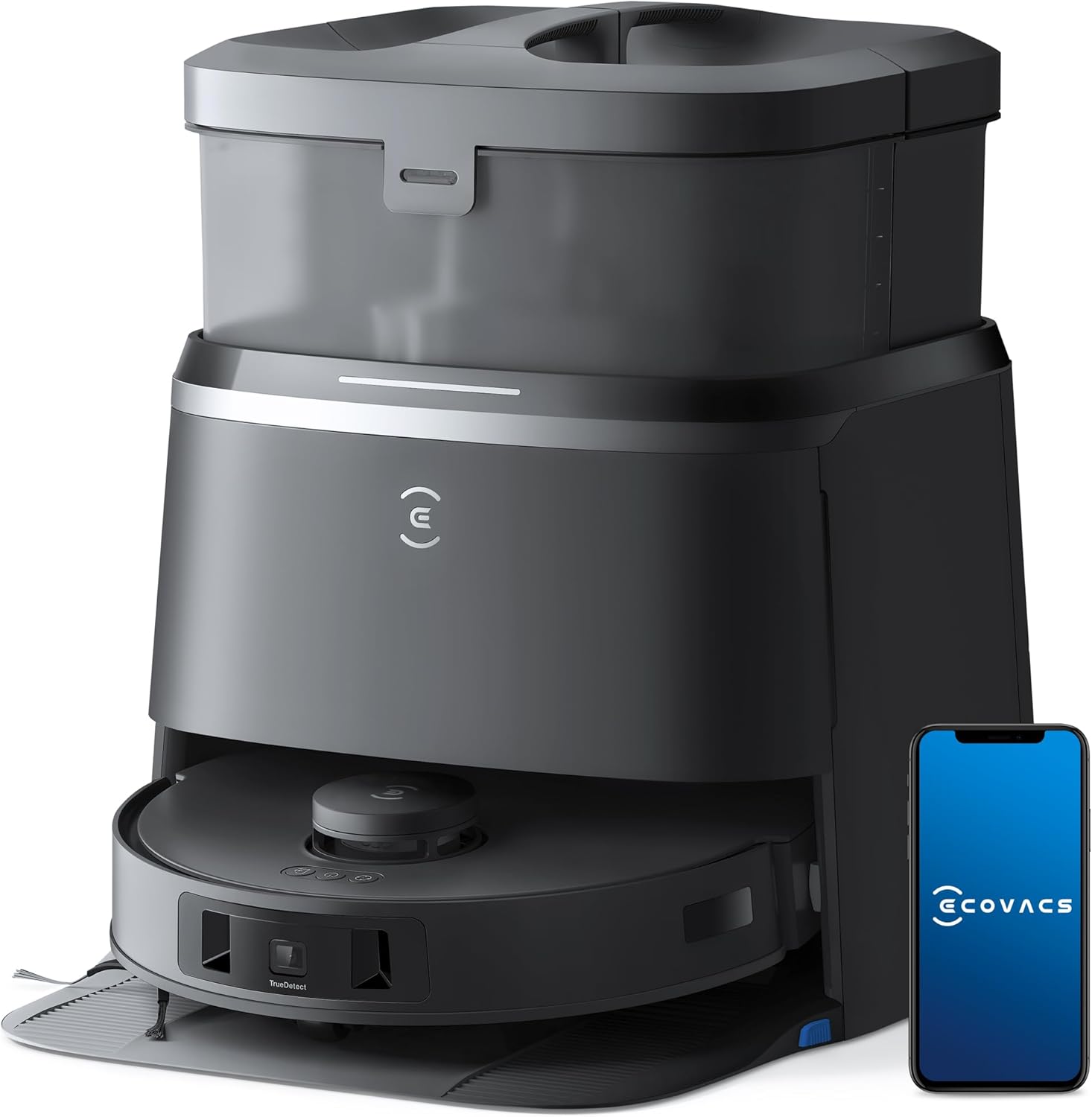 ECOVACS DEEBOT T30 OMNI Saugroboter mit Wischfunktion Mini Station 11000 Pa Saugkraft TruEdge adaptive Kantenreinigung ZeroTangle Design warmes Wasser Moppreinigung Schwarz für Teppich Holz Fliesen-Cozygobay