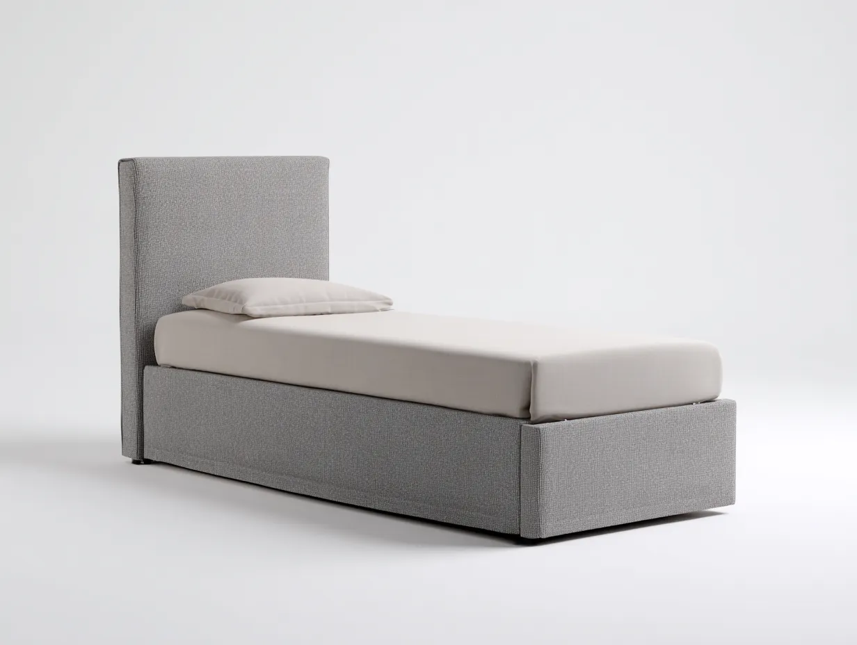 Einzelbett-Stoff-Holz-204x96x104 cm-Grau-Modern-Cozygobay